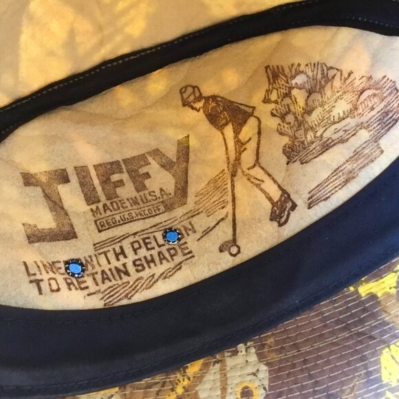 Vintage Jiffy Golf Hat Cap Men's Pellon Lined All Over Print USA Camo Mod Sz L - Picture 8 of 10